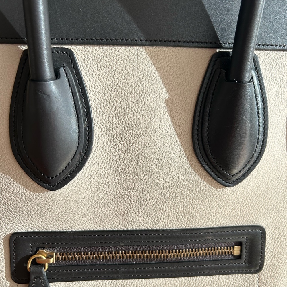 Celine Mini Luggage Shopper Tote in Mustard/Black/Grey color block - Picture 10 of 11